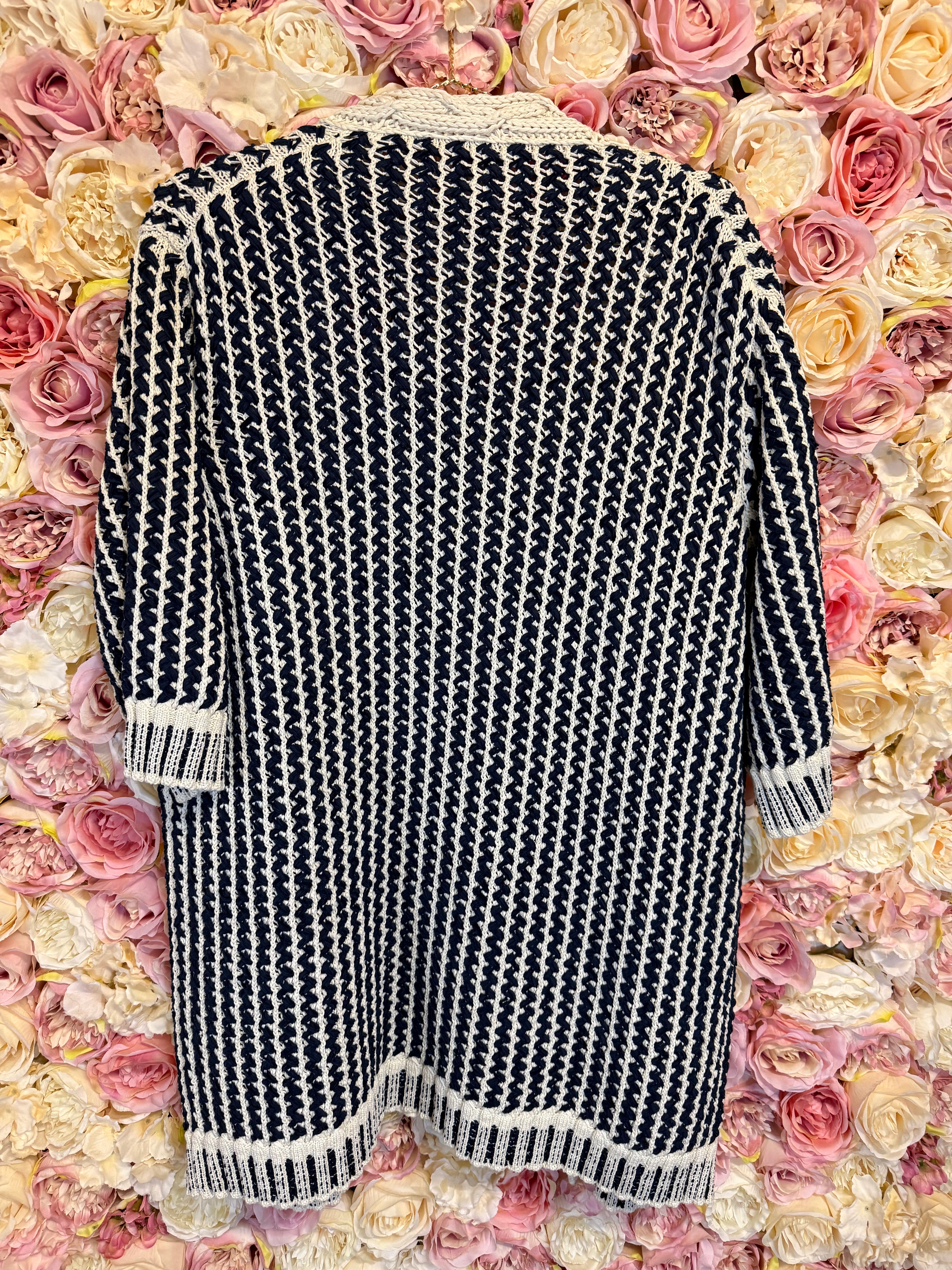 Chanel Knit Cardigan Blue White Sz. 42 DE