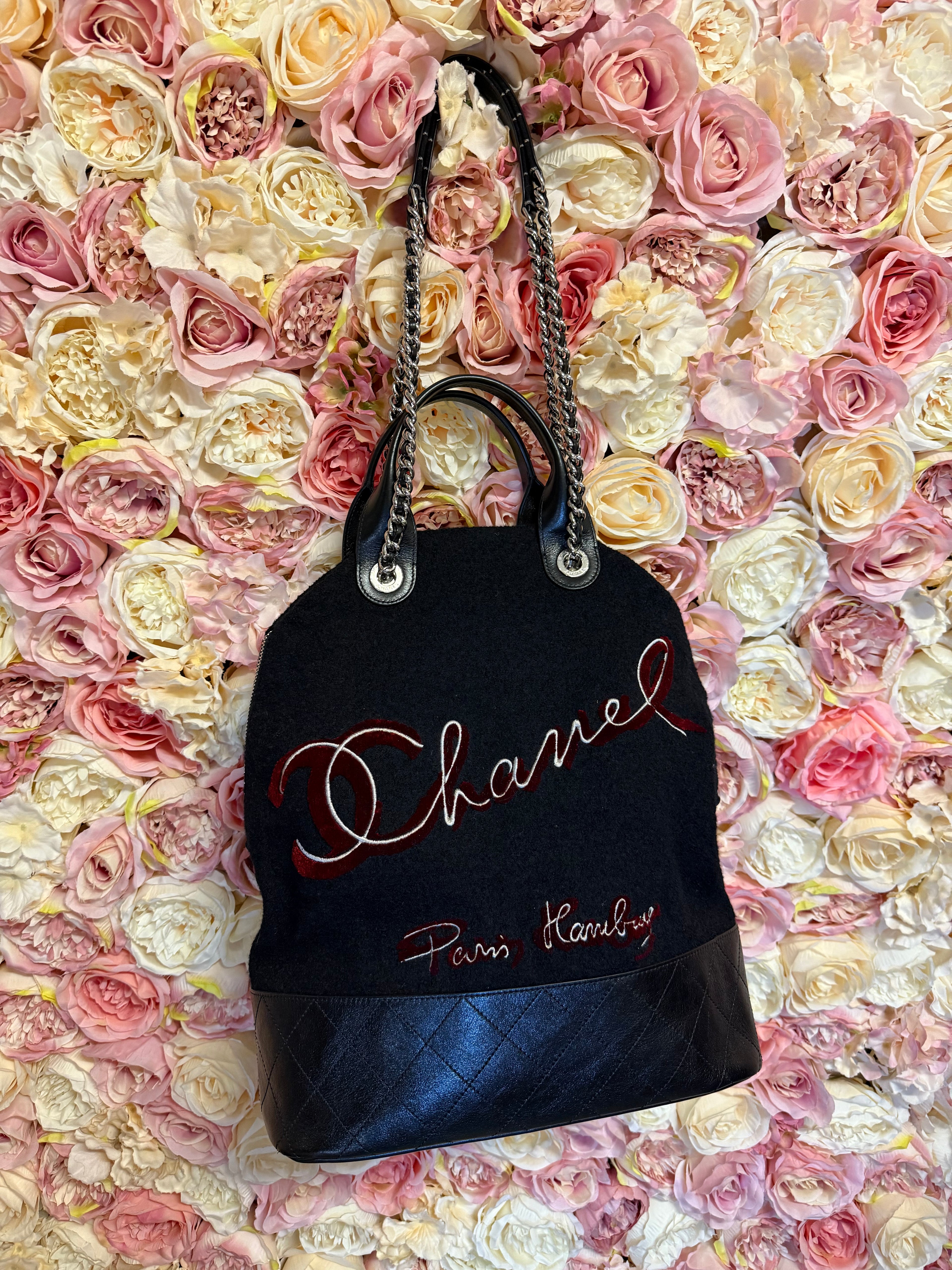 Chanel Wool Tote Bag 2018 Hamburg Collection Black