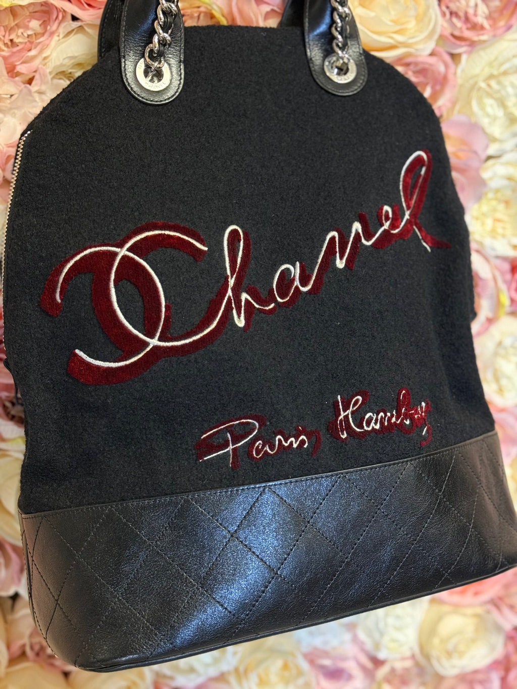 Chanel Wool Tote Bag 2018 Hamburg Collection Black