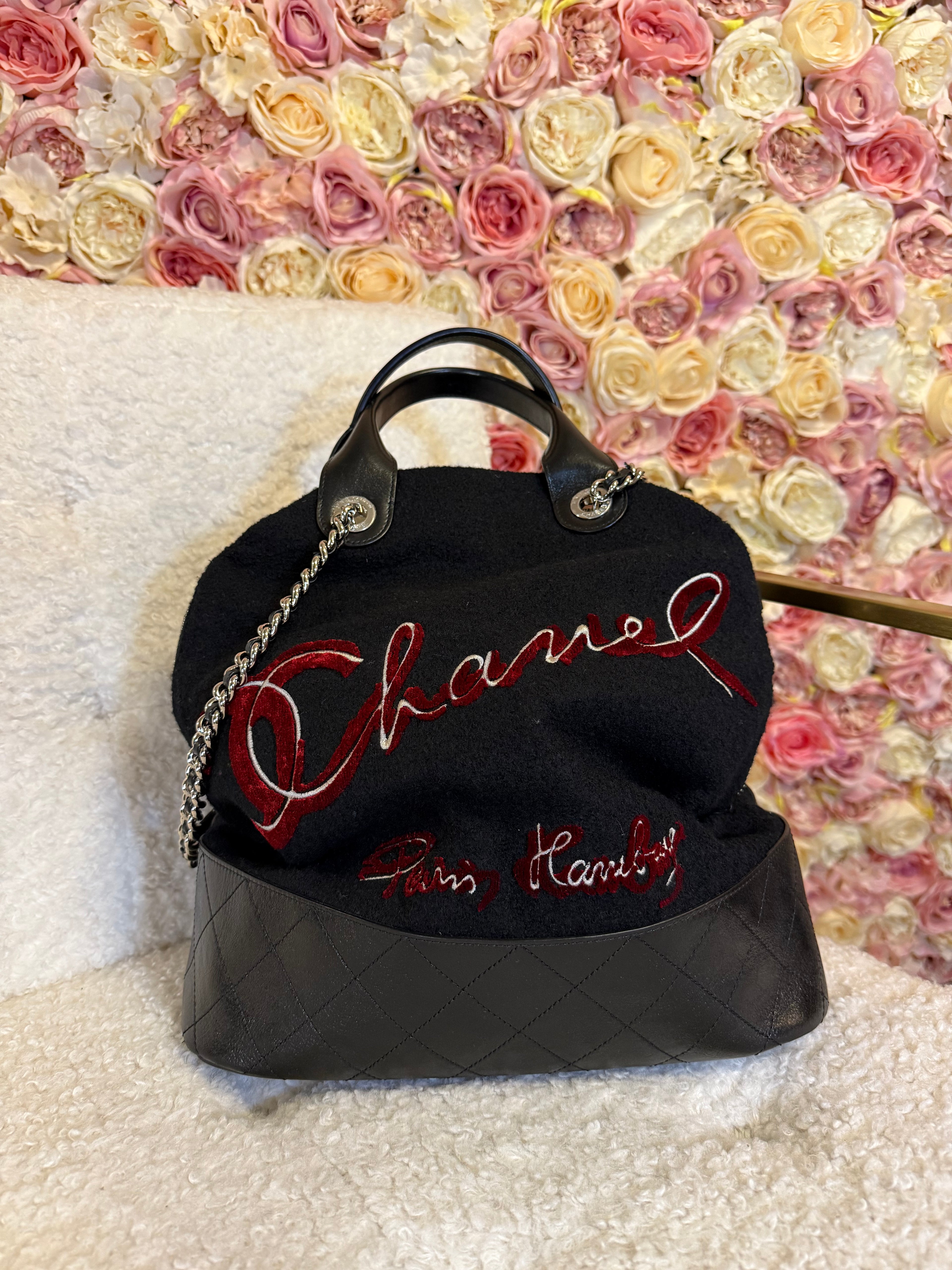 Chanel Wool Tote Bag 2018 Hamburg Collection Black