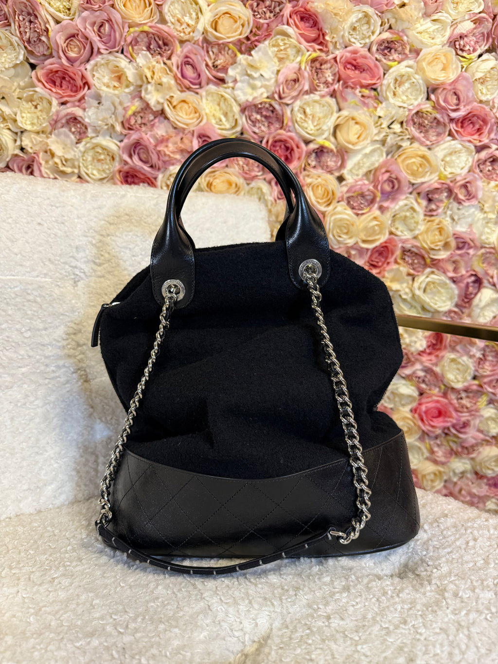 Chanel Wool Tote Bag 2018 Hamburg Collection Black