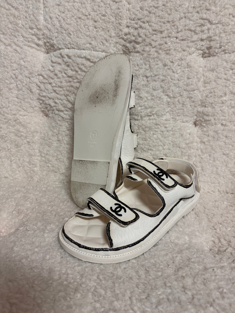 Chanel Dad Sandals White Black