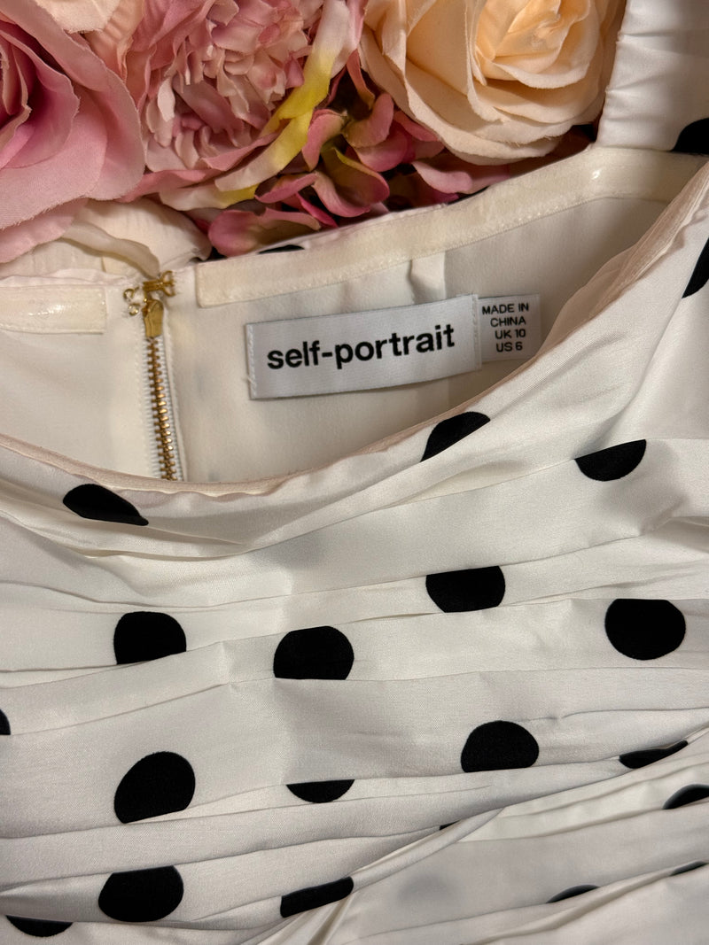 Self-Portrait Top Polka Dot White Black