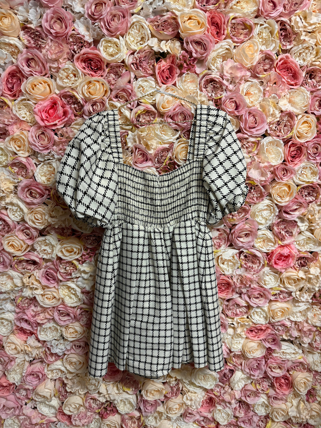 Self-Portrait Dress with Pouffe Sleeves Cream Black