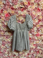 Self-Portrait Dress with Pouffe Sleeves Cream Black