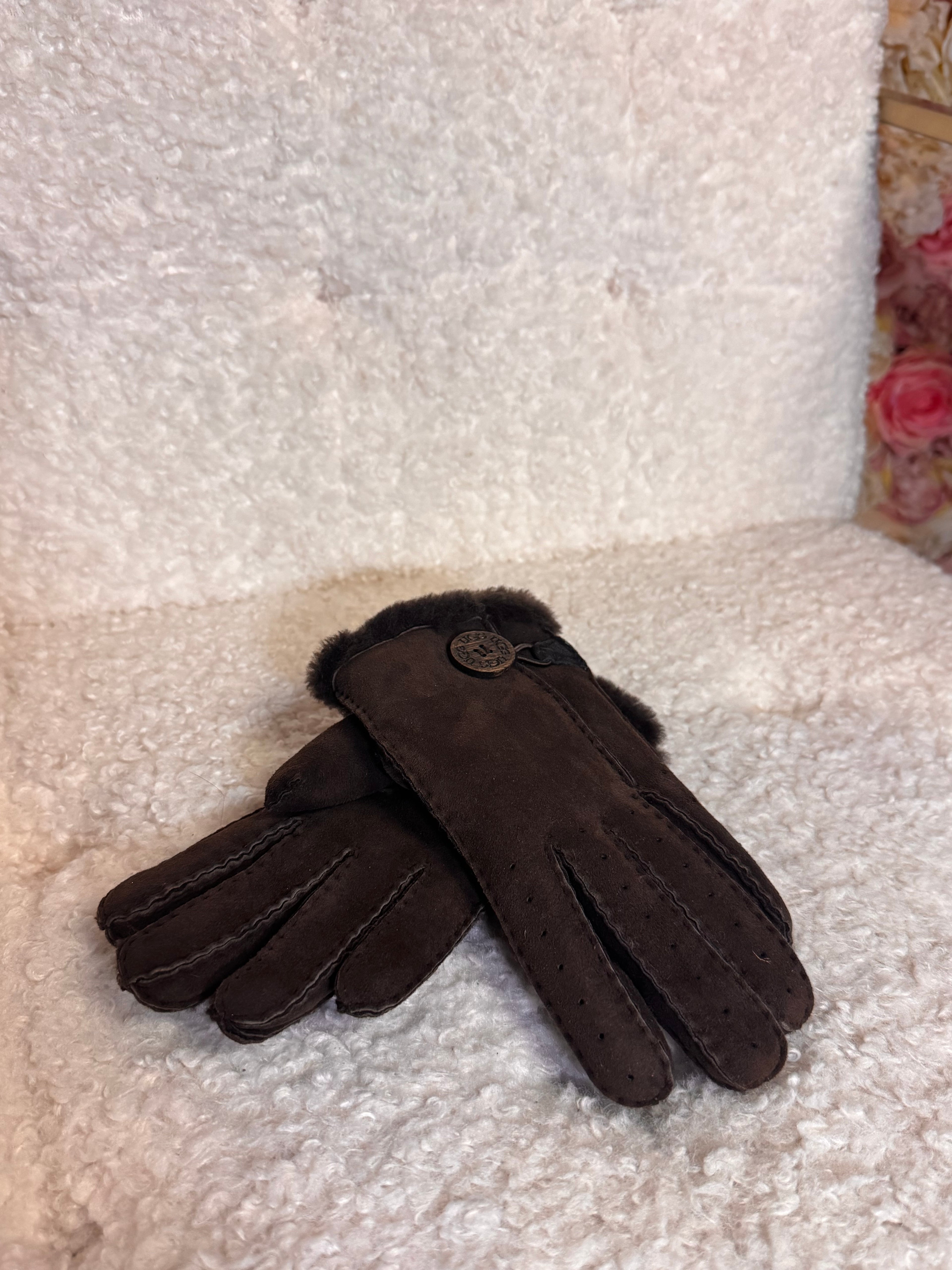 Ugg Gloves Shearling Sheepskin Brown