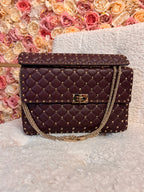 Valentino Large Nappa Rockstud Spike Bag Bordeaux GHW