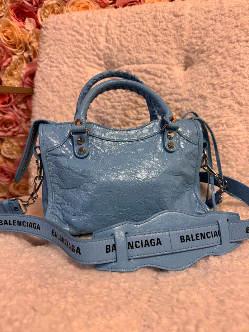 Balenciaga City Bag Nano Light Blue