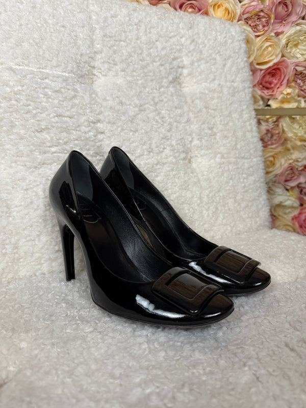 Roger Vivier Heels Patent Leather Black Sz. 40 EU