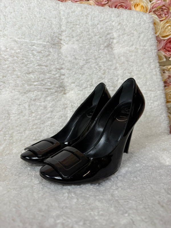 Roger Vivier Heels Patent Leather Black Sz. 40 EU