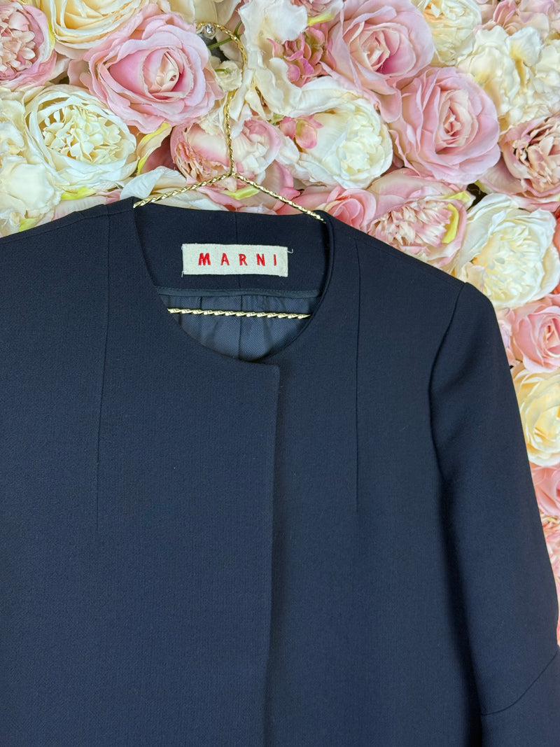 Marni Classic Roundneck Coat Dark Blue Sz. 34 DE (38 IT)