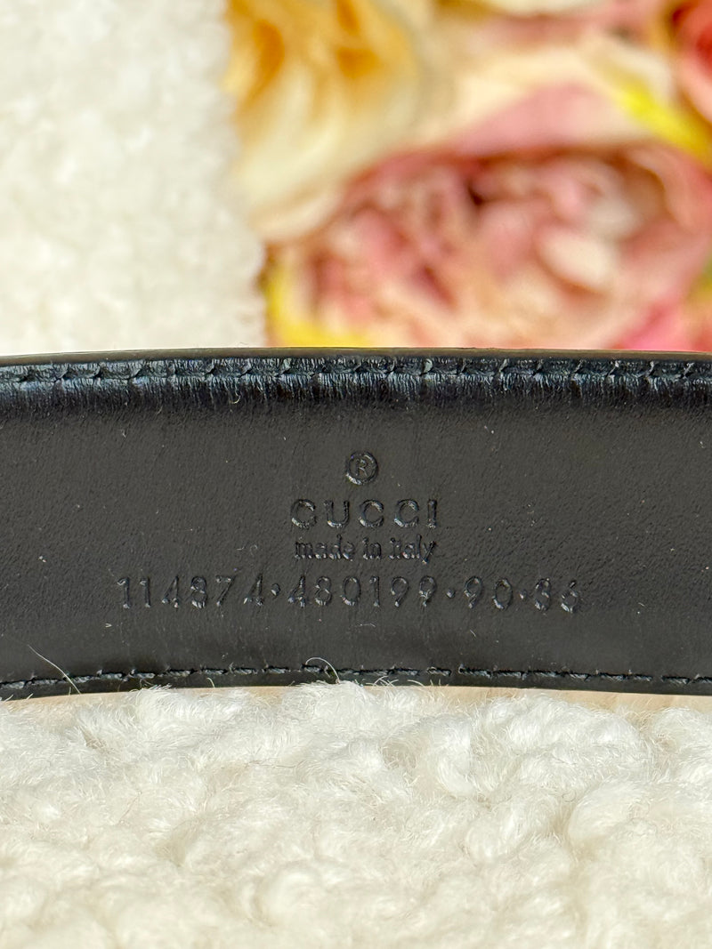 Gucci Belt Black with Silver Belt Buckle Sz. 90