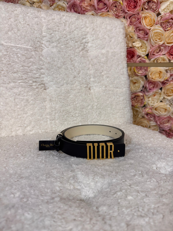 Dior D-Fence Reversible Belt Black Cream 90 cm