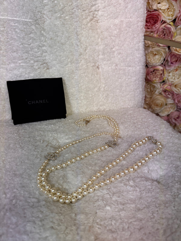 Chanel Necklace CC Pearls