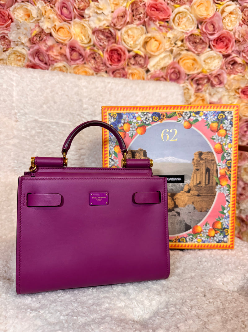 Dolce &amp; Gabbana Calfskin Sicily 62 Bag Purple