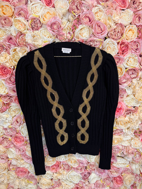 Alexander McQueen Knit Cardigan Black with Gold Details