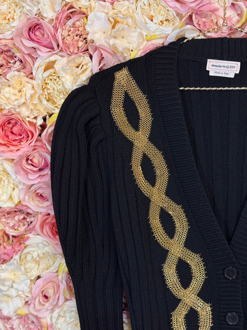 Alexander McQueen Knit Cardigan Black with Gold Details