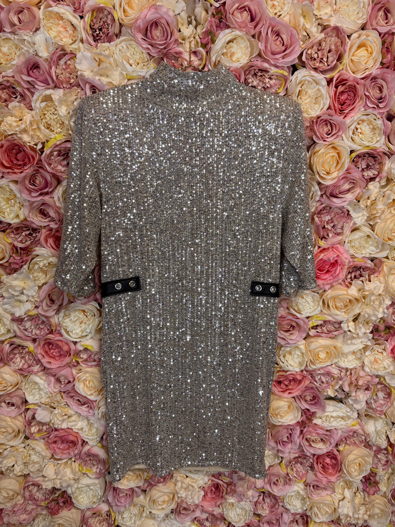 Patrizia Pepe Sequin Dress Silver