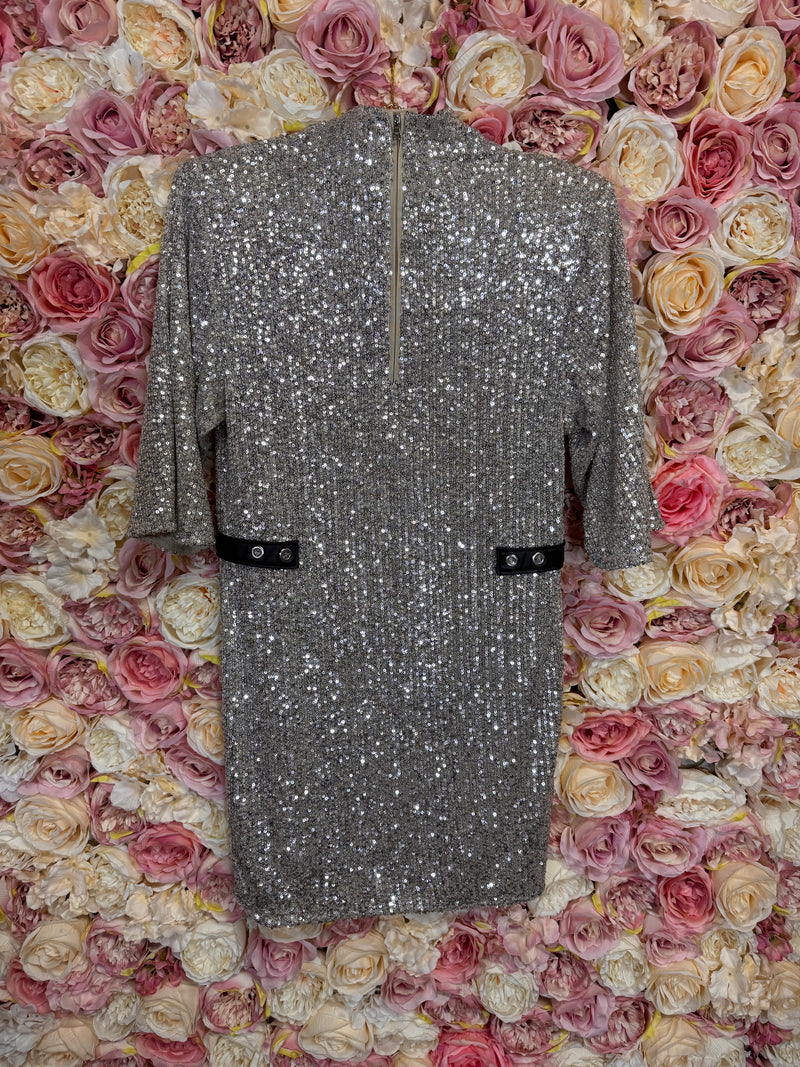 Patrizia Pepe Sequin Dress Silver