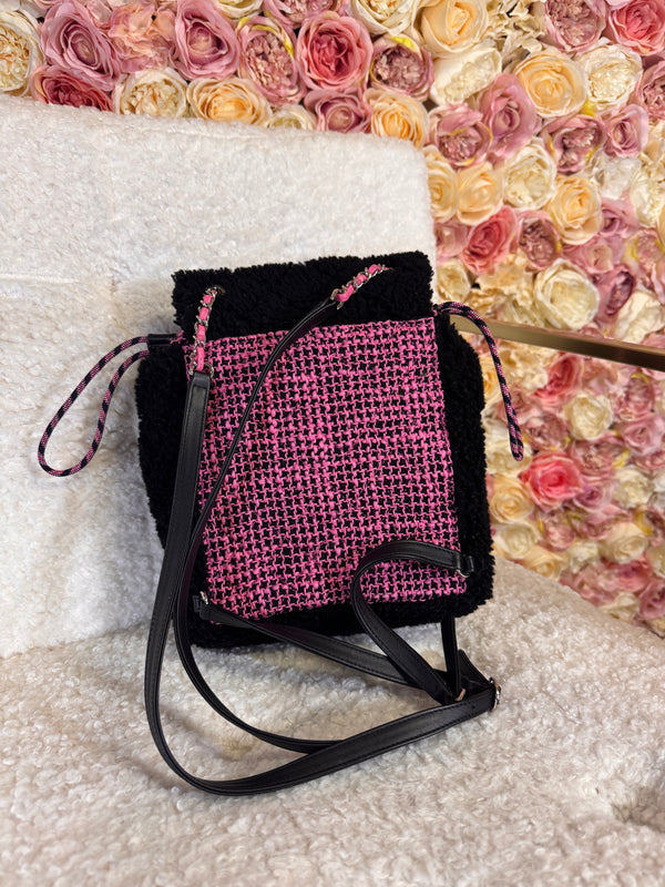 Chanel Coco Neige Tweed Backpack Black Pink