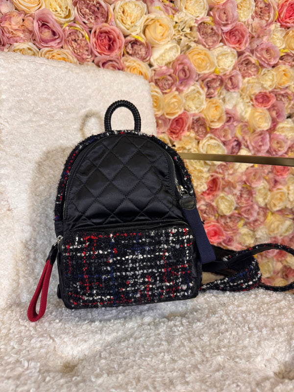 Chanel Tweed Nylon Backpack Black Multi