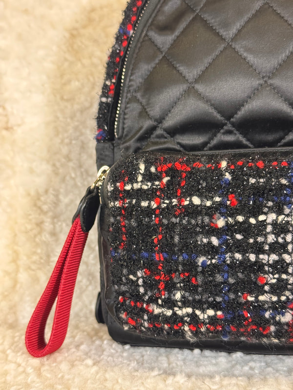 Chanel Tweed Nylon Backpack Black Multi