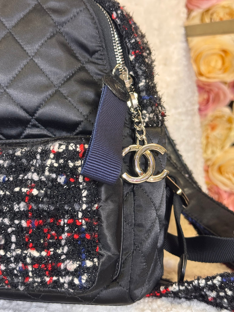 Chanel Tweed Nylon Backpack Black Multi