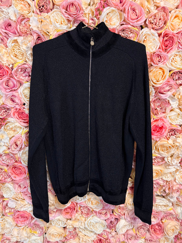 Chanel Zip Cardigan with Velvet Details Black