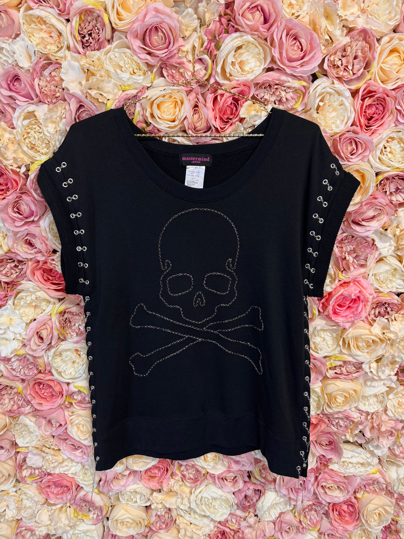 Mastermind Japan sleeveless Top with silver Skull Black