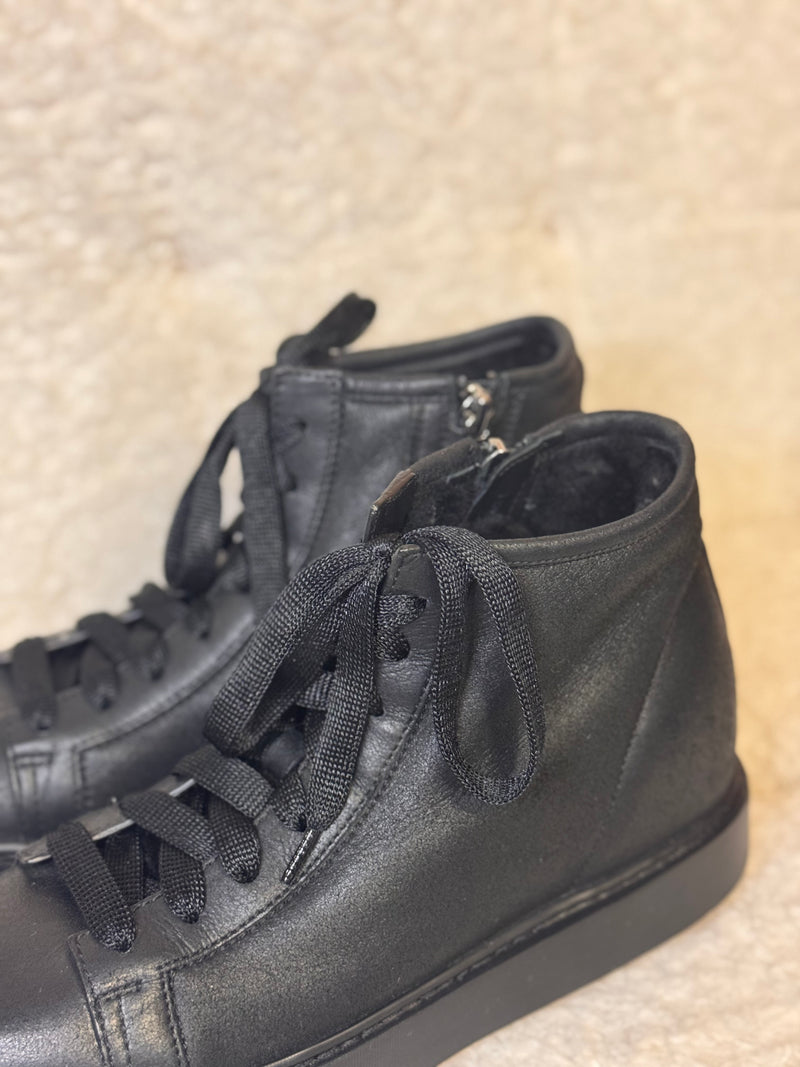 Santoni Sneakers with Lambskin inside Black