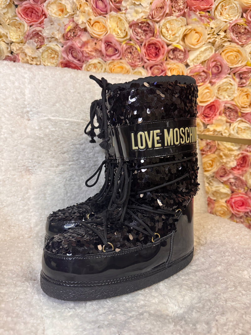 Love Moschino Snow Boots with Sequins Black