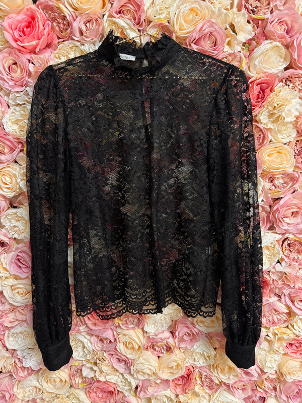 Motel Lace Top Long Sleeves Black