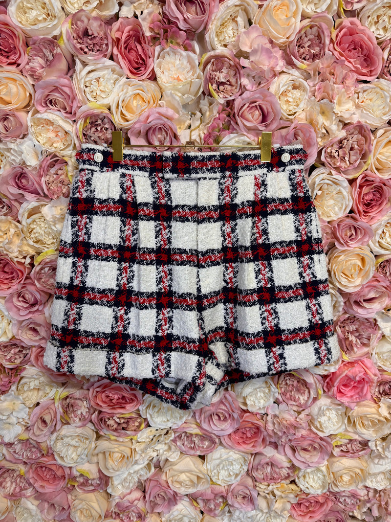 Gucci Check Shorts Tweed White Red