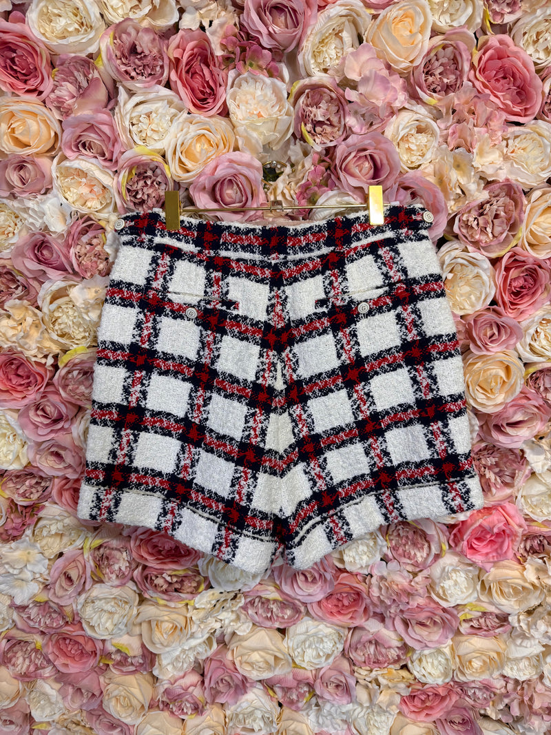 Gucci Check Shorts Tweed White Red