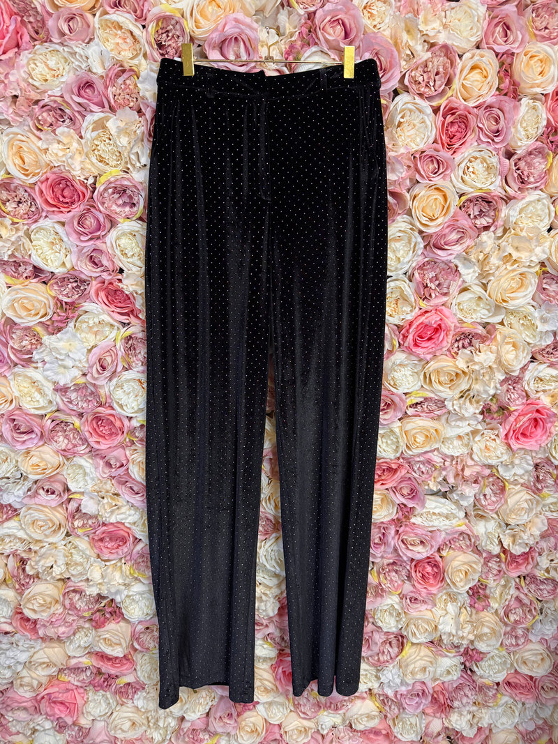 Sovaye Velvet Trousers with small Studs Black