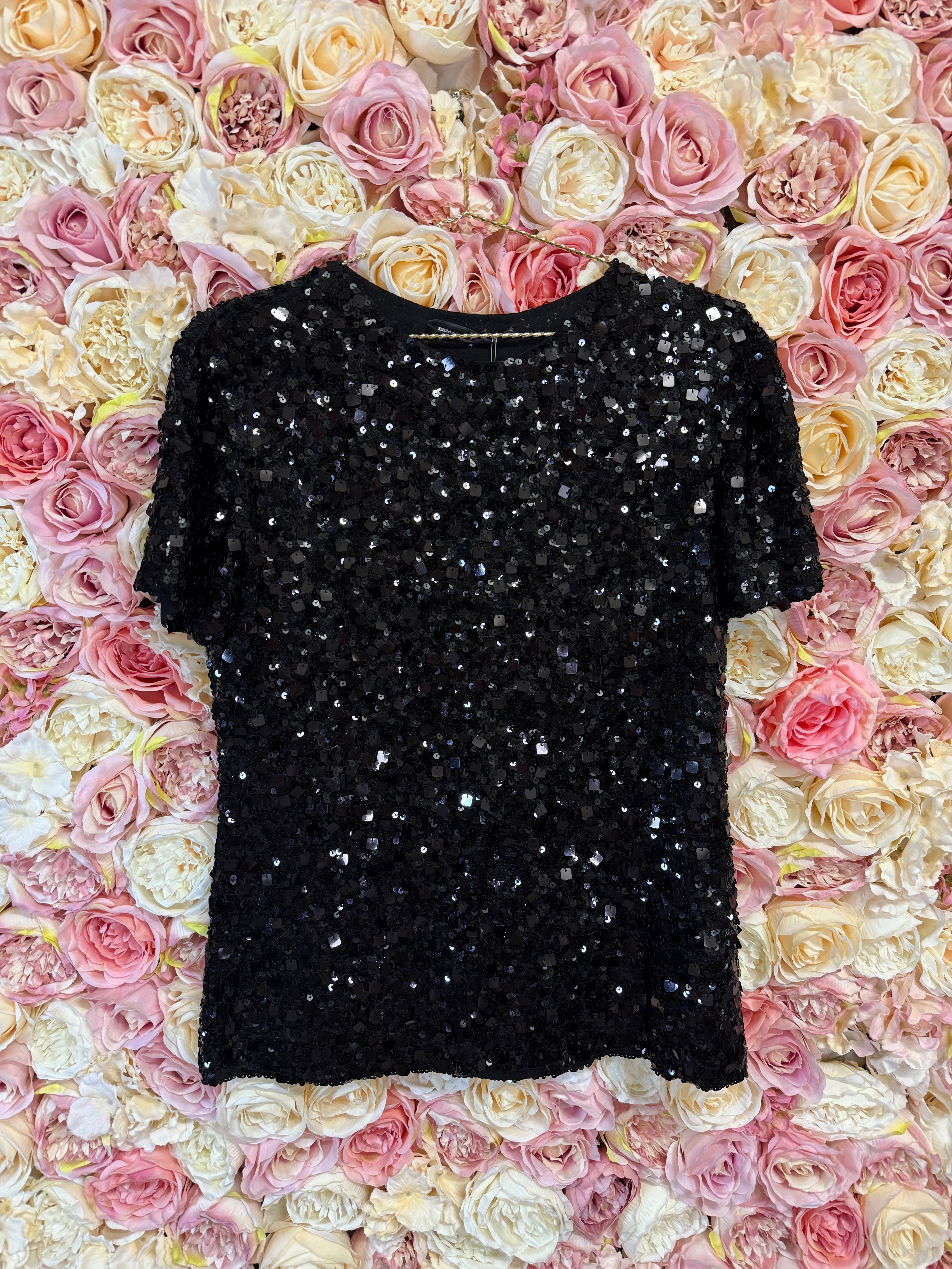 Ermanno Scervino Sequins Top Black Sz. S
