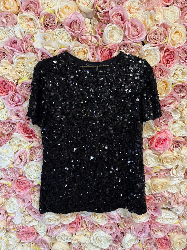 Ermanno Scervino Sequins Top Black Sz. S