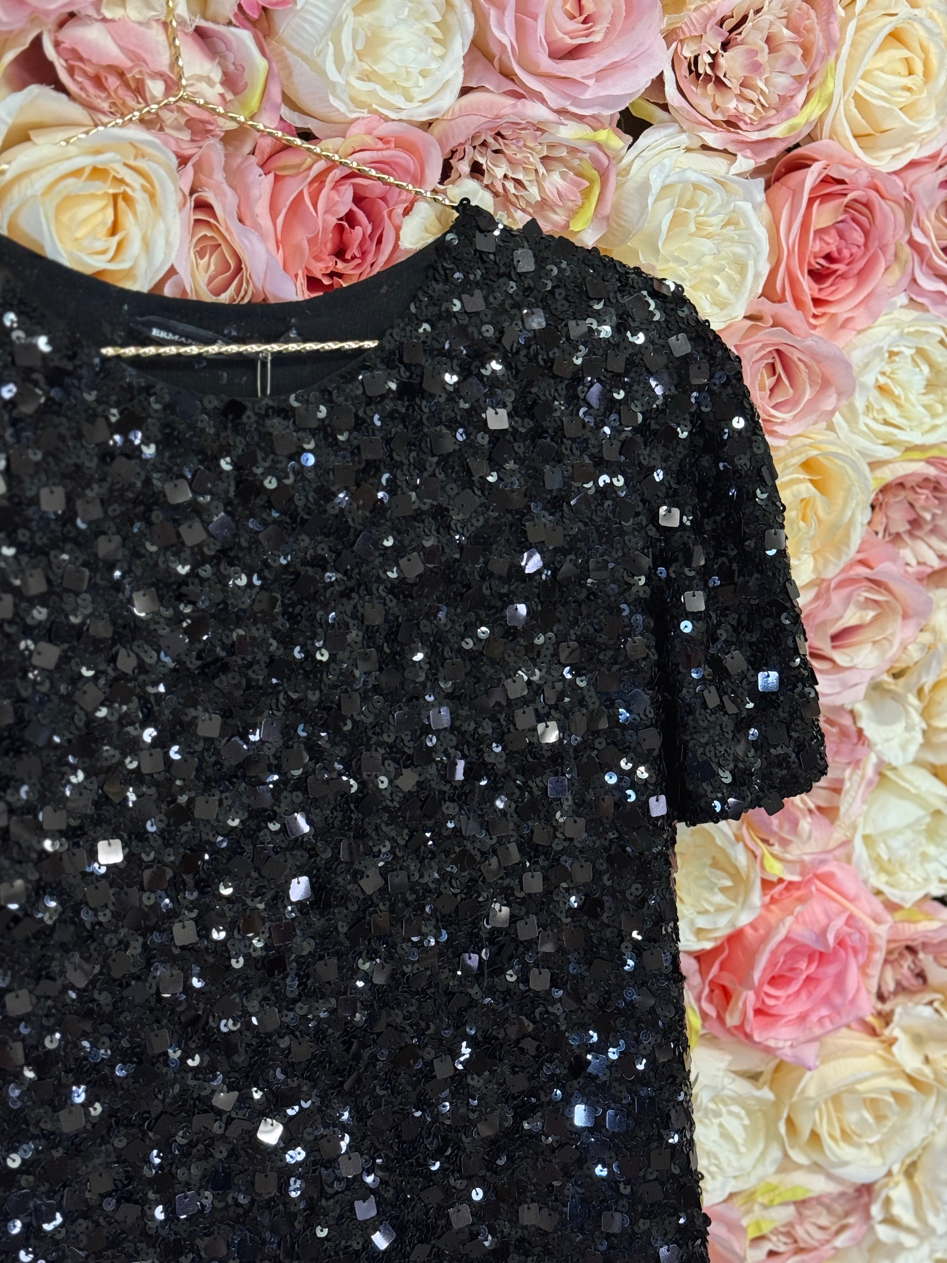 Ermanno Scervino Sequins Top Black Sz. S