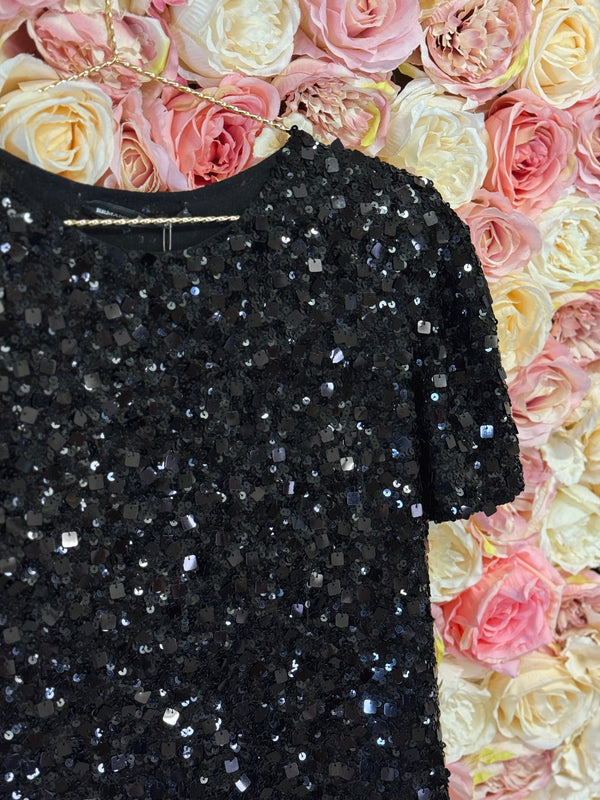 Ermanno Scervino Sequins Top Black Sz. S