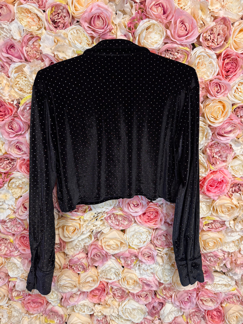 Sovaye Velvet Top with small Studs Black