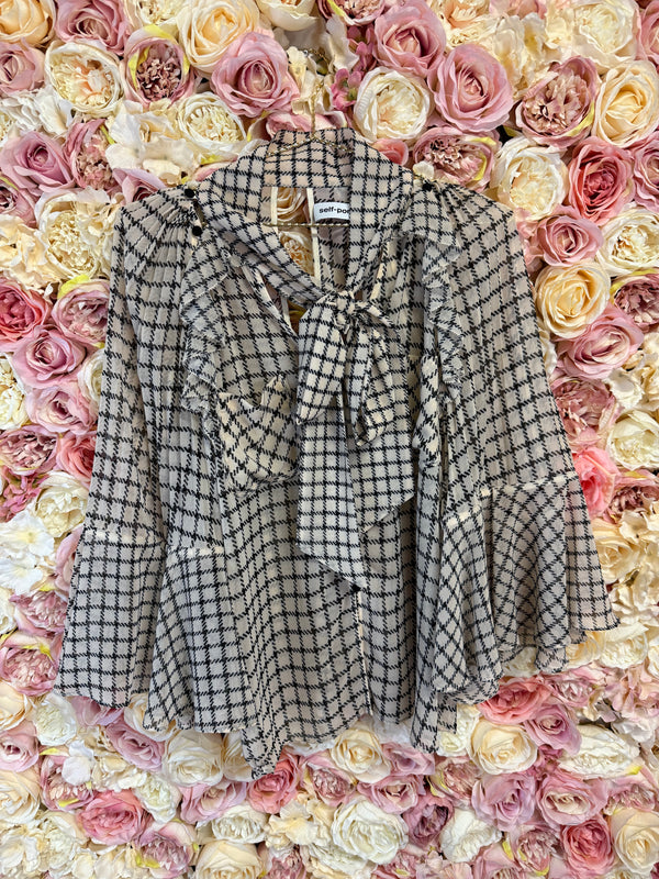 Self-Portrait Blouse Beige Black Sz. M