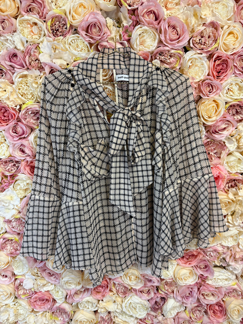 Self-Portrait Blouse Beige Black Sz. M
