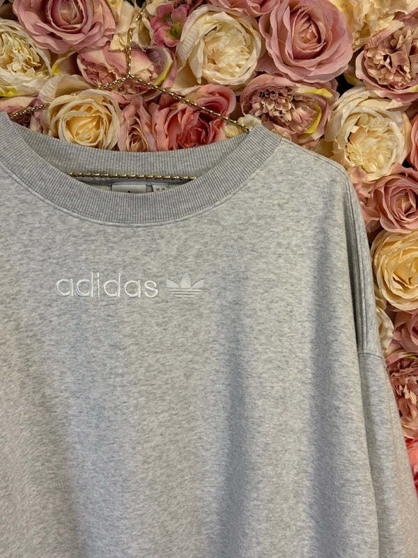 Adidas Cotton Sweater Round Neck Light Grey Sz. 40 DE
