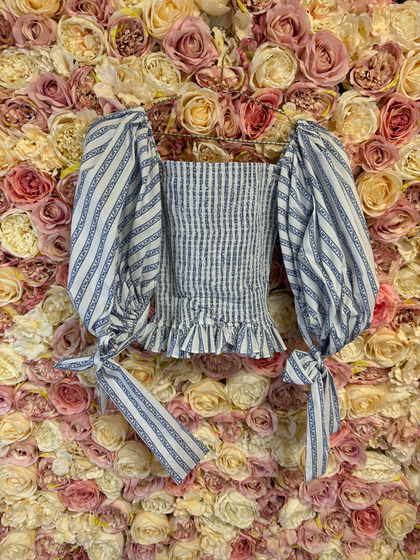 Caroline Constas Top White Blue Sz. XS