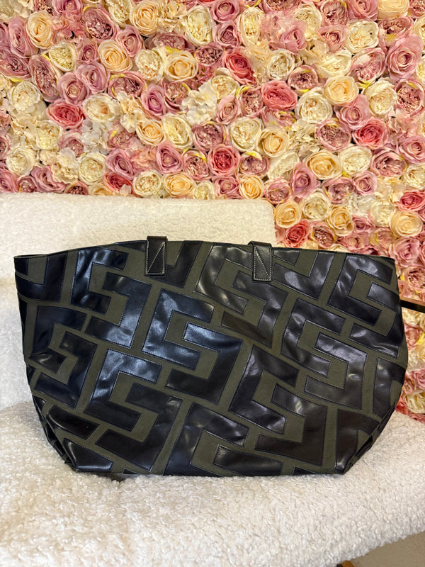 Céline 2018 Patchwork Medium Cabas Tote Green Black