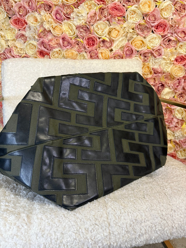 Céline 2018 Patchwork Medium Cabas Tote Green Black