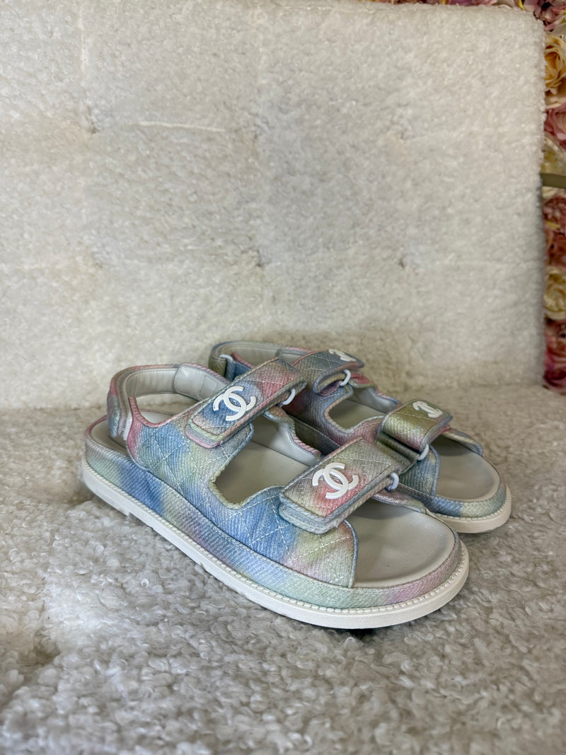 Chanel Dad Sandals Rainbow Sz. 39C
