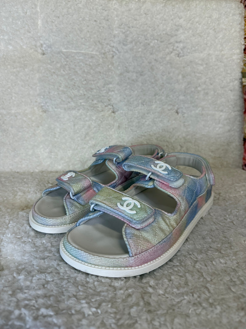 Chanel Dad Sandals Rainbow Sz. 39C
