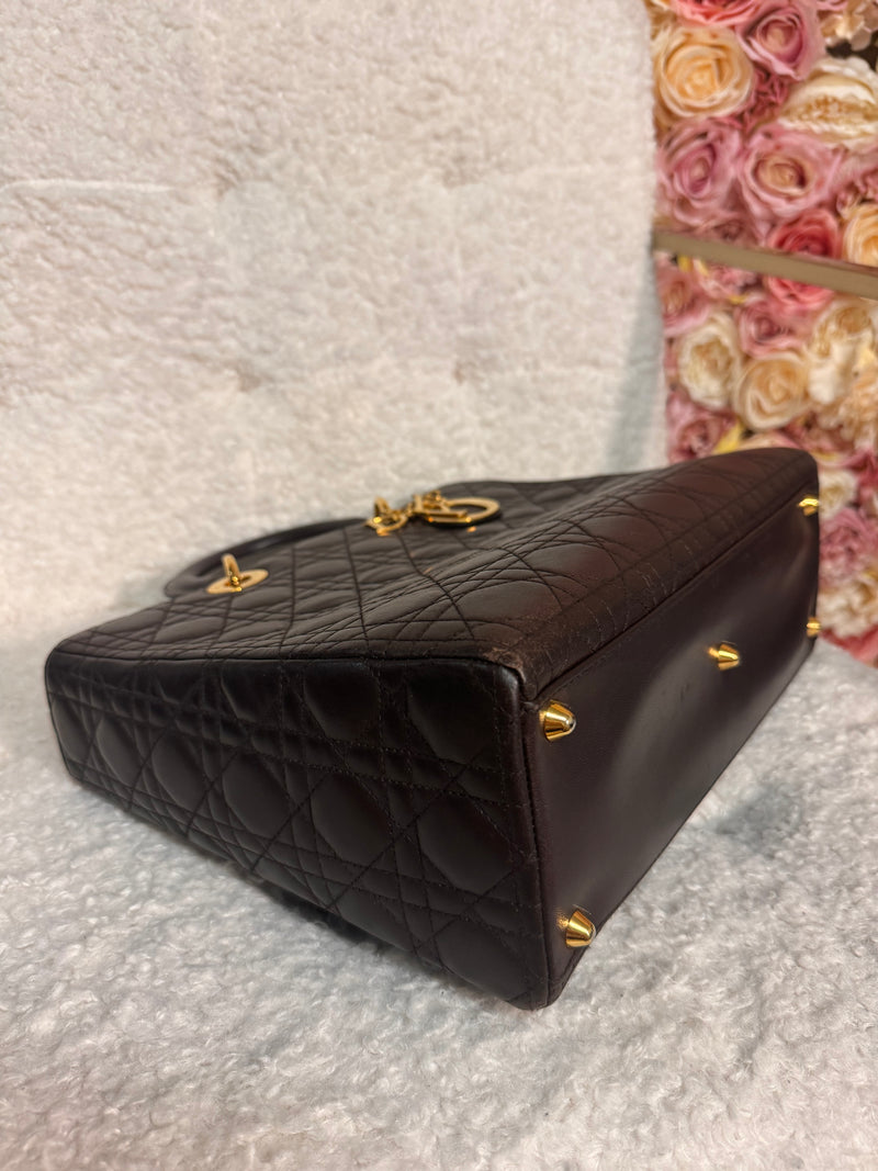 Dior "Lady Dior" Bag Large Dark Brown