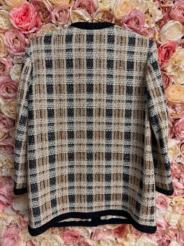 Gucci Checked Jacket Beige Blue Gold
